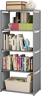 Yosoo Prateleira de Livros de Armazenamento Em Cubo de 5 Camadas, Rack Autônomo de Tubo de Aço Vertical para Quarto, Sala de Estar, Escritório, Armário, Prateleiras (Linha única de 5 camadas)