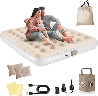Colchão Inflável de Ar Queen Double,198cm×145cm×25cm, NEW Actualizar a Qualidade, com Bomba Rápida Inflação/Deflação, Terno Comfort, Camping, Viagem, Portátil Impermeável