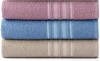 3 Toalhas de Banho Teka-Escala 100% Algodão 280 g/m² (Vinho/Azul/Cacau)
