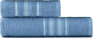 Teka-Escala Conjunto de Toalhas de Banho e Rosto, 100% Algodão, 280g/m², 2 Peças (Azul Claro)