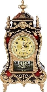 Garosa Relógio de Mesa Vintage de Plástico Decorativo Com 12 Melodias, Indicador de Horas e Design para Montagem na Parede, Ideal para Sala de Estar, Quarto e escritório. (Marrom Vermelho)