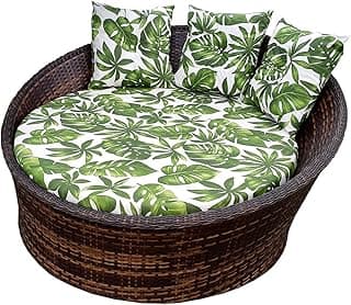 Concha Namoradeira Para Jardim com Almofadas de Folhas Verdes