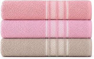 Teka Toalhas de Banho Escala 100% Algodão 280 g/m², Rose/Rosa/Nude, Kit com 3 Peças
