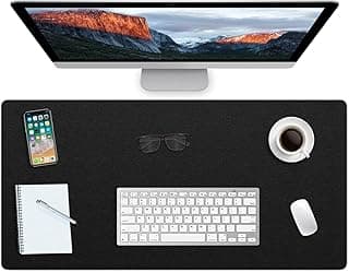 Tapete multifuncional para mesa de escritório e escritório em cima de mesas, antiderrapante, protetor de escrivaninha à prova d'água para mesa de couro PVC para mouse pad para escritório e casa (preto, 35,5 x 60,9 cm)