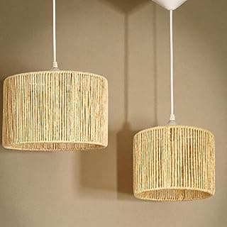 Kit 2 Lustre Pendente Luminaria Teto Em Fibra Natural de Sisal 30x18 e 20x15 Para Banheiro, Cozinha Quarto Hall