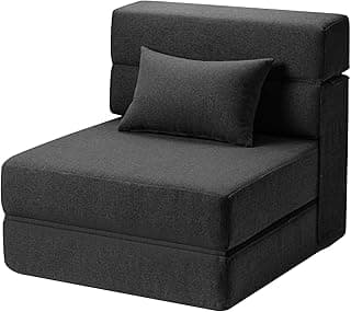 Sofá-cama dobrável cinza-escuro, espuma viscoelástica, conversível, para sala ou quarto