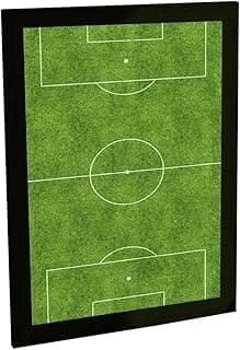 Quadro decorativo campo de futebol com ilustração e moldura preta