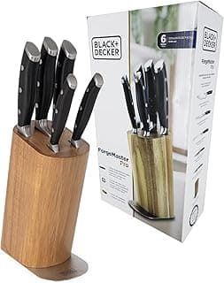 Jogo de facas BLACK+DECKER ForgeMaster Pro com cepo de madeira e base metálica