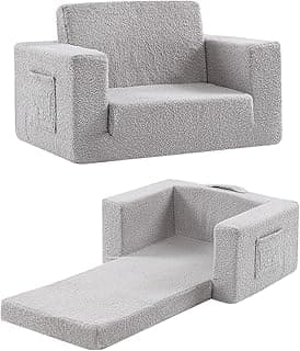 Cadeira infantil sherpa, sofá infantil 2 em 1, poltrona macia para quarto, sofá infantil conversível para meninas e meninos, sofá de leitura infantil para sala de jogos, animal de estimação