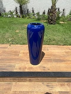 Vaso de fibra de vidro azul estilo vietnamita 76x29cm