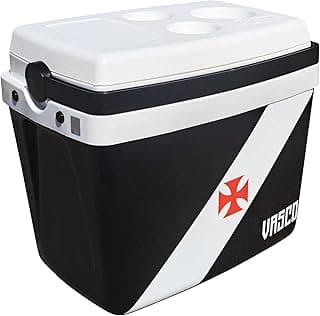 BTF, Cooler, Caixa Térmica com Alça, para Transporte, Tampa Multiuso, Linha Lazer, 26Litros, Licenciado Vasco, Preto com detalhes em branco