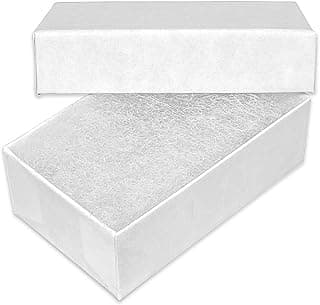 TheDisplayGuys Pacote com 25 caixas de joias de papel de papelão preenchidas com algodão #21 - Branco fosco (6,6 cm x 4,1 cm x 2,5 cm)