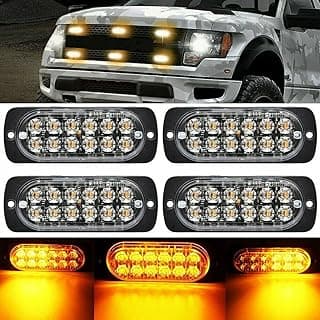 4PCS 12 LED Strobe Luzes de Baliza Aviso Emergência Lampada Sinal Pisca para Caminhão Reboque com IP67 18 Modos Vida Útil Longa