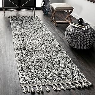 nuLOOM Vasiliki Tapete Marroquino Shag Tasseled Runner, 6 cm x 20 cm, Cinza