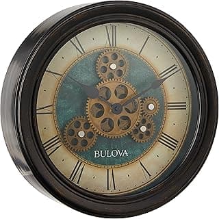 Bulova Relógio de parede de movimento industrial, 12,8, preto envelhecido (C4833)