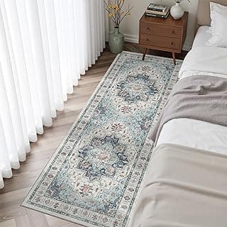 Madane Tapete Boho Corredor Corredor - Tapete 2x5 Tapete Lavável Runner Tapetes Antiderrapantes de Cozinha de Pilha Baixa, Tapete de Lavanderia, Tapete Persa para Entrada Quarto Sala de Estar (2'x5', Azul)